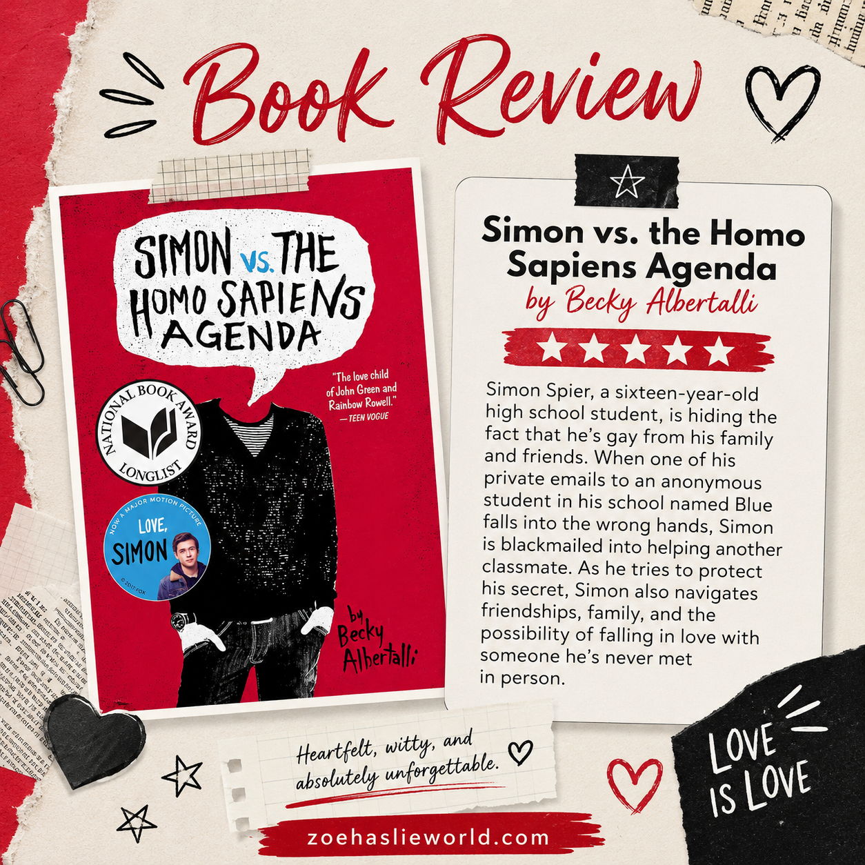 Book Review Simon vs. the Homo Sapiens Agenda by Becky Albertalli YA LGBTQ+ Romance