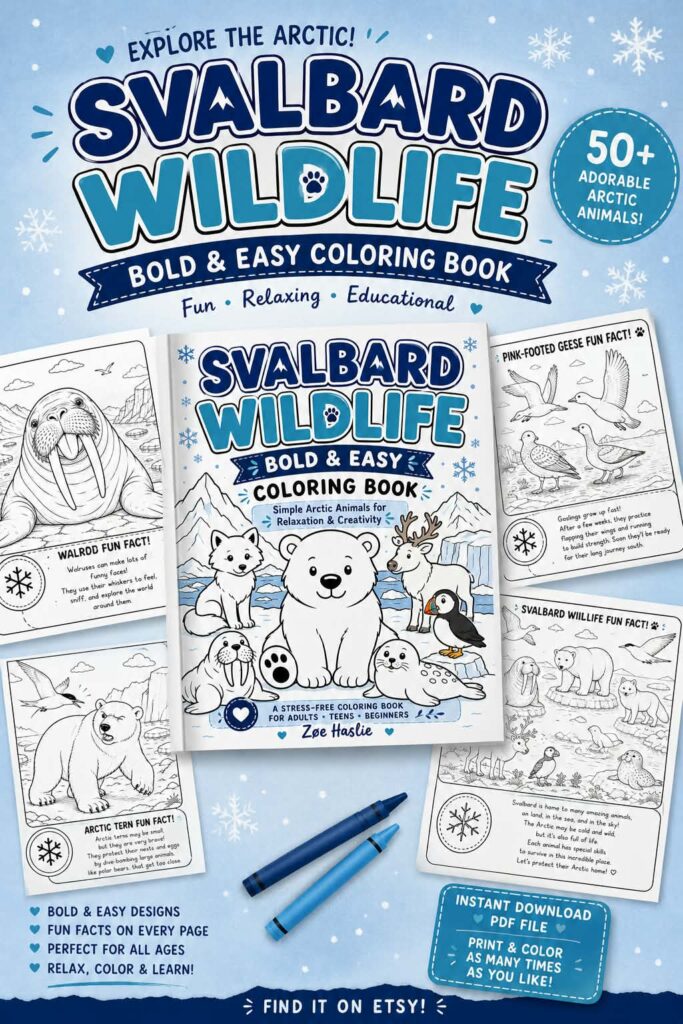 Svalbard Wildlife: Bold & Easy Coloring Book (Printable PDF)
